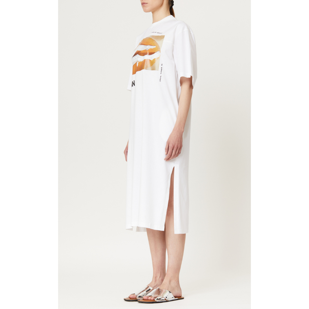 DRESS JERSEY WITH SLEEVE WITH PRINT IN WHITE