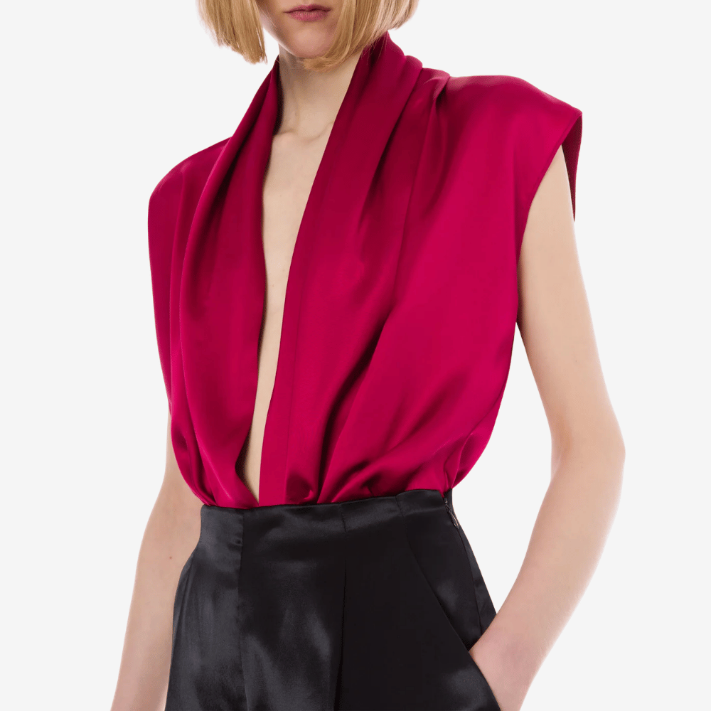 Alberta Ferretti Draped Satin Sleeveless Top in Fuchsia – International designer fashion boutique Australia Riada Concept Woollahra