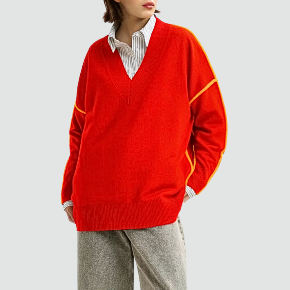 Essentiel Antwerp Inside V-Neck Sweater in Santa Claus Red – International designer fashion boutique Australia Riada Concept Woollahra