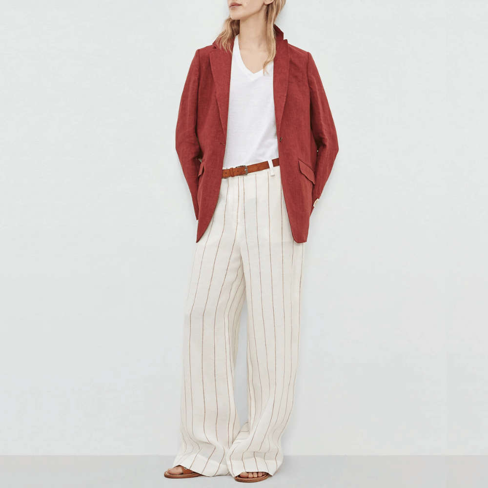 Massimo Alba Woman Flores Deep V-Neck Linen Cotton Jersey T-Shirt in White MASSIMO ALBA WOMENS Designer fashion shop online and in store High End fashion boutique Sydney Australia Riada Concept