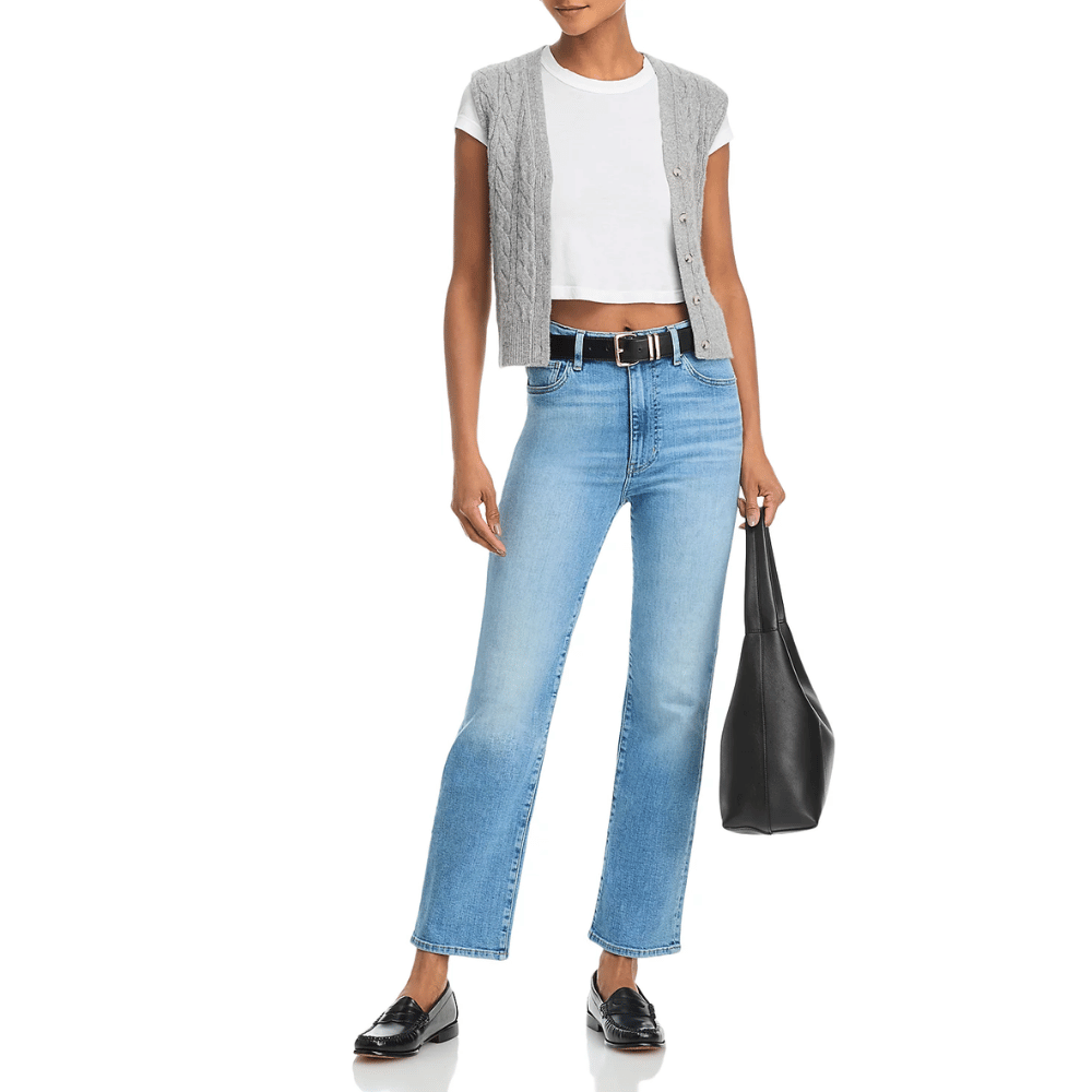 FRAME Le Sleek Straight High Rise Ankle Jeans in Medium Blue Wash FRAME DENIM Designer fashion shop online and in store High End fashion boutique Sydney Australia Riada Concept