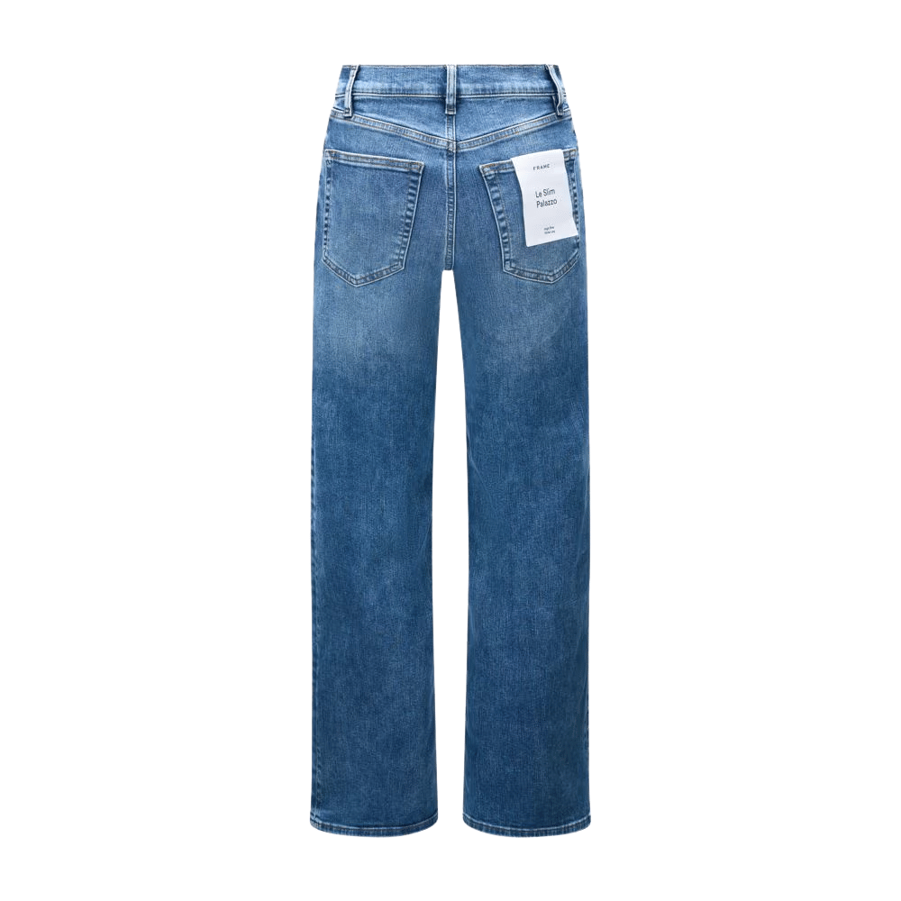 FRAME Le Slim Palazzo High Rise Wide Leg Jeans in Canals Medium Blue Wash FRAME DENIM Designer fashion shop online and in store High End fashion boutique Sydney Australia Riada Concept