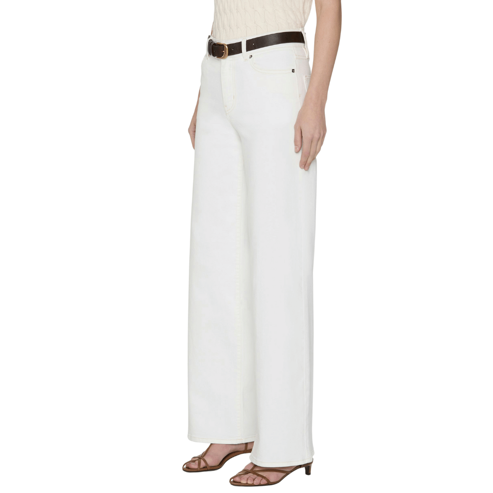 FRAME Le Slim Palazzo High Rise Wide Leg Jeans in White FRAME DENIM Designer fashion shop online and in store High End fashion boutique Sydney Australia Riada Concept
