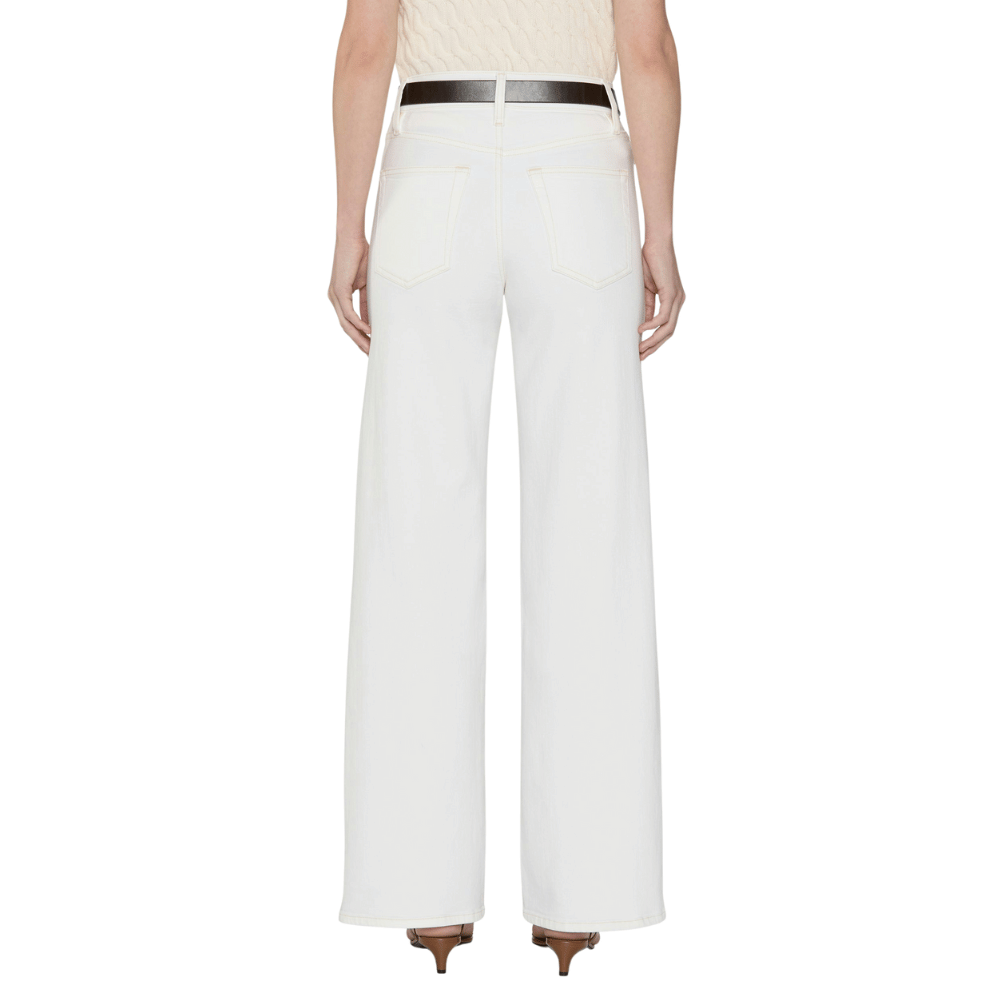 FRAME Le Slim Palazzo High Rise Wide Leg Jeans in White FRAME DENIM Designer fashion shop online and in store High End fashion boutique Sydney Australia Riada Concept