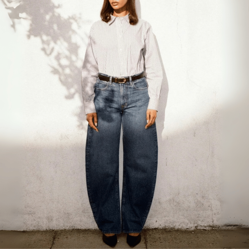 FRAME The Bubble High Rise Barrel Jeans in Westbury FRAME DENIM Designer fashion shop online and in store High End fashion boutique Sydney Australia Riada Concept