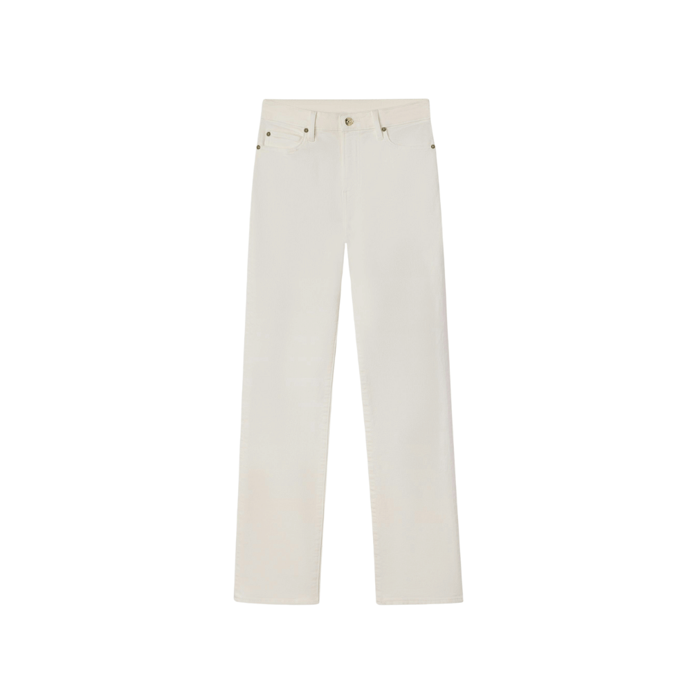 FRAME The Ruler High Rise Straight Leg Jeans in Off White FRAME DENIM Designer fashion shop online and in store High End fashion boutique Sydney Australia Riada Concept