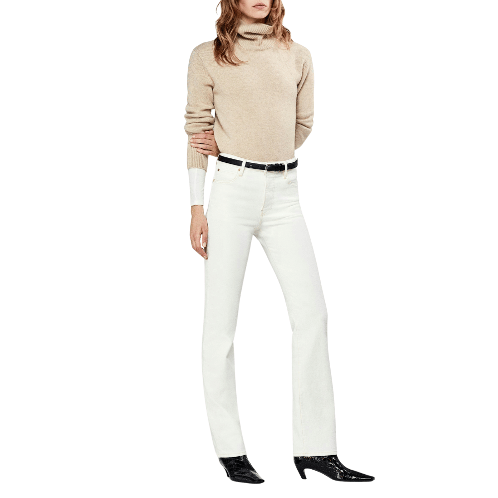 FRAME The Ruler High Rise Straight Leg Jeans in Off White FRAME DENIM Designer fashion shop online and in store High End fashion boutique Sydney Australia Riada Concept