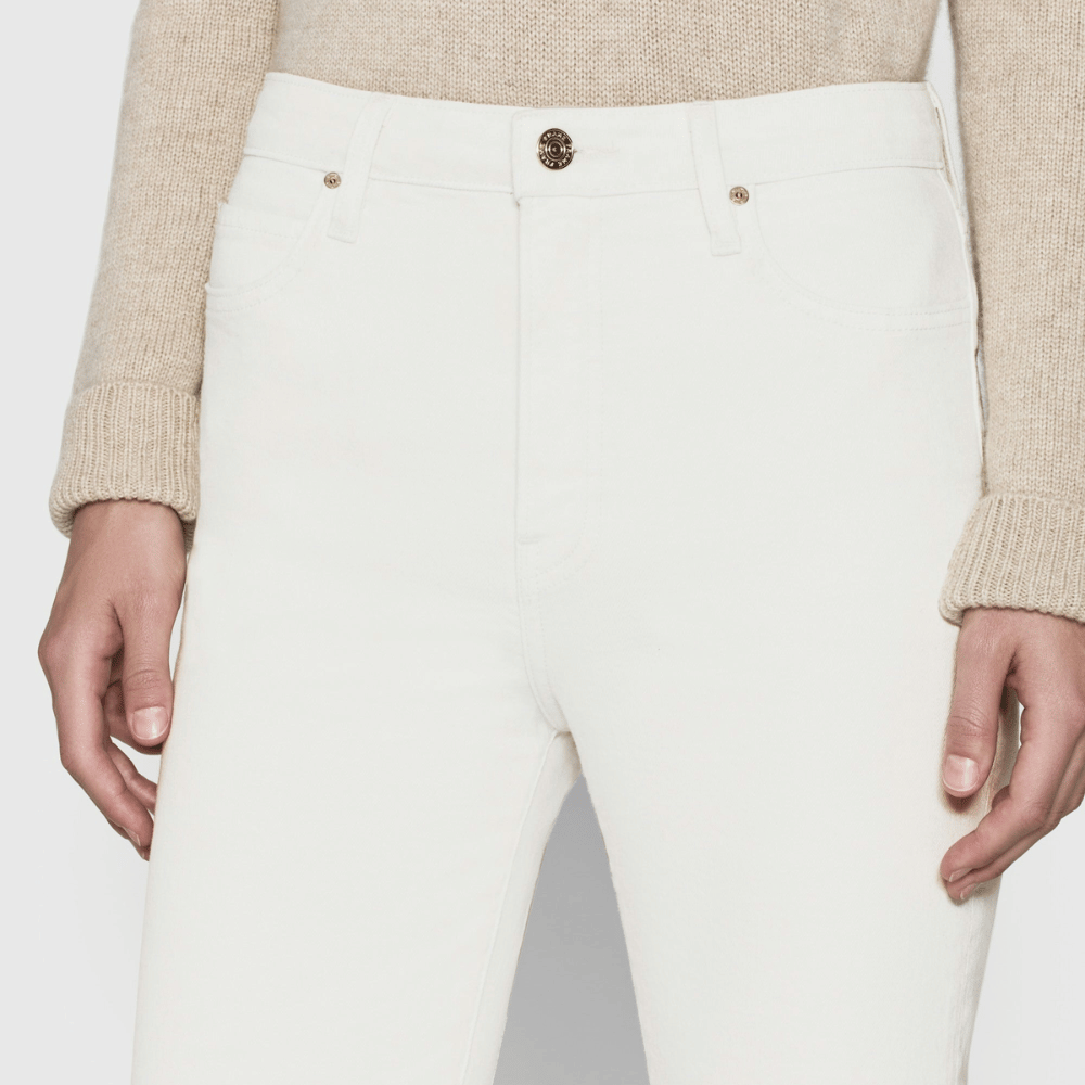 FRAME The Ruler High Rise Straight Leg Jeans in Off White FRAME DENIM Designer fashion shop online and in store High End fashion boutique Sydney Australia Riada Concept