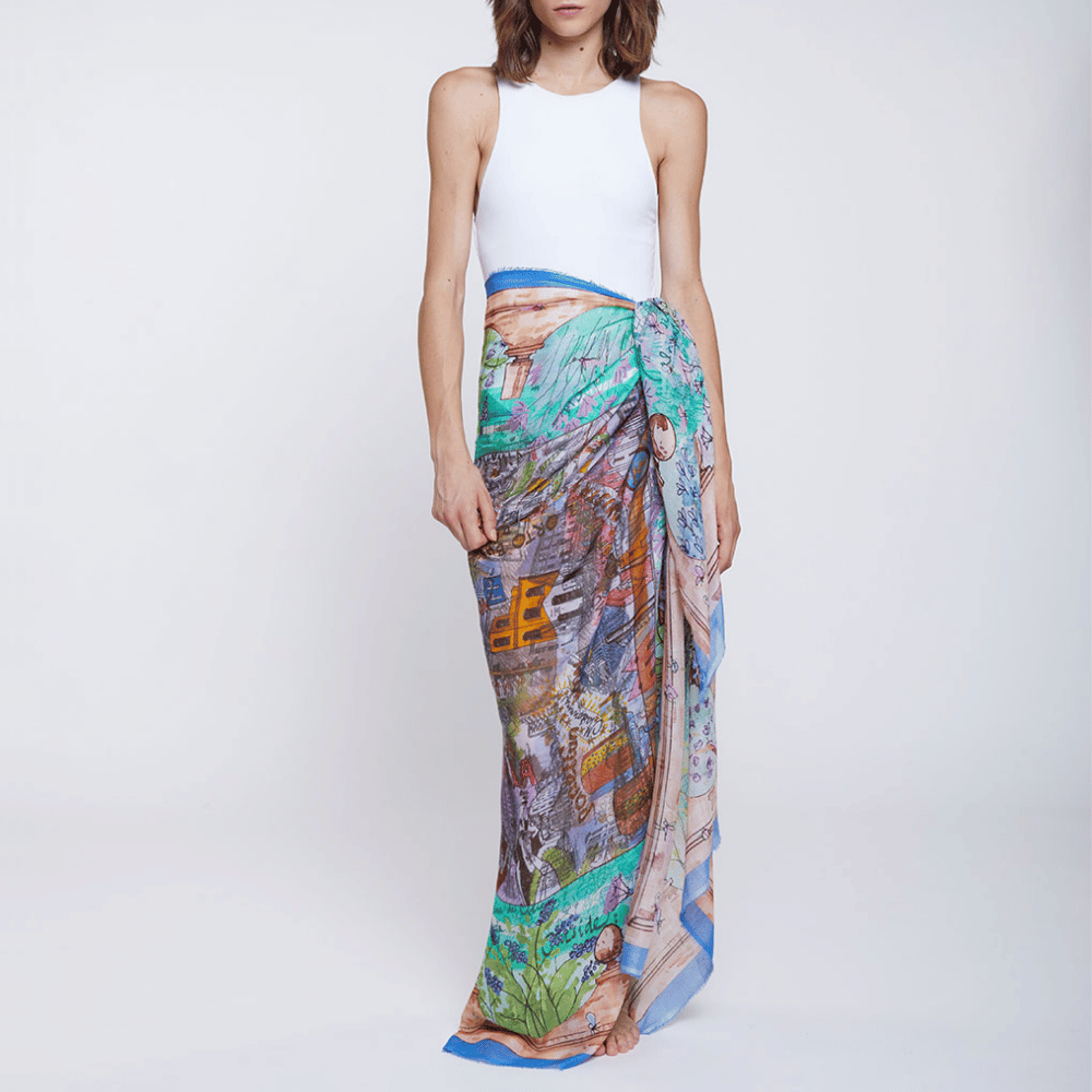 Faliero Sarti Milano Modal Silk Stole in Multicolour – International designer fashion boutique Australia Riada Concept Woollahra