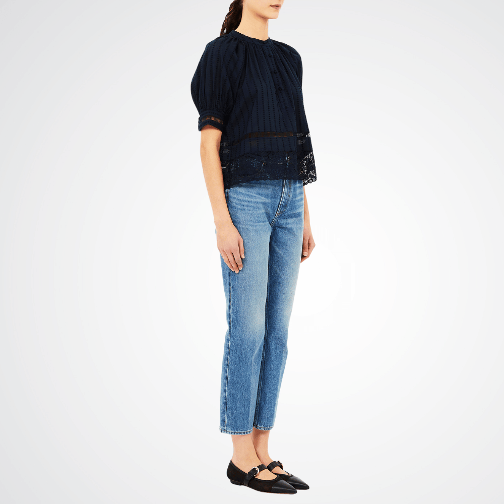 Ulla Johnson Faye Puff Sleeve Blouse in Navy Blue ULLA JOHNSON Designer fashion shop online and in store High End fashion boutique Sydney Australia Riada Concept