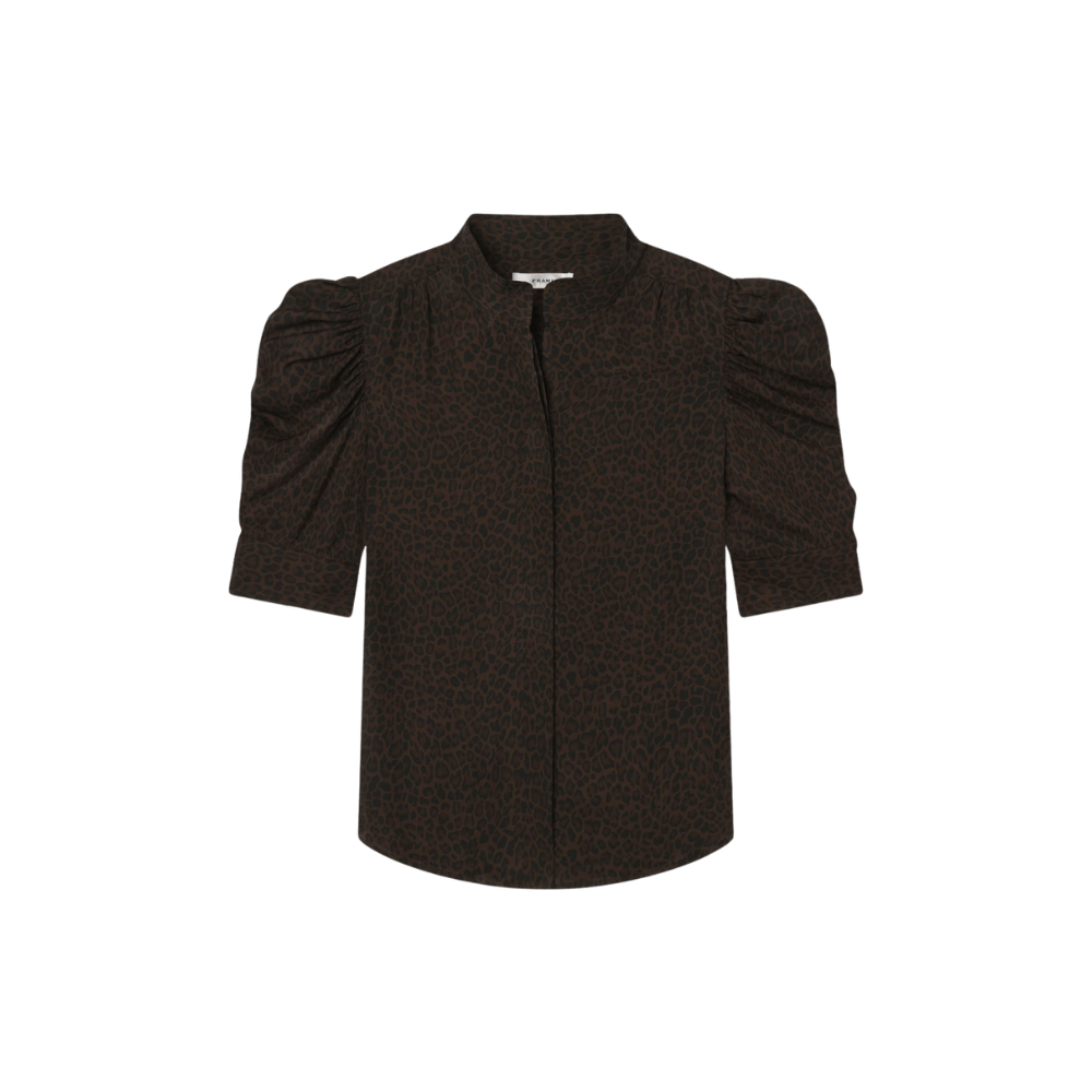 FRAME Leopard Gillian Top in Dark Brown FRAME DENIM Designer fashion shop online and in store High End fashion boutique Sydney Australia Riada Concept