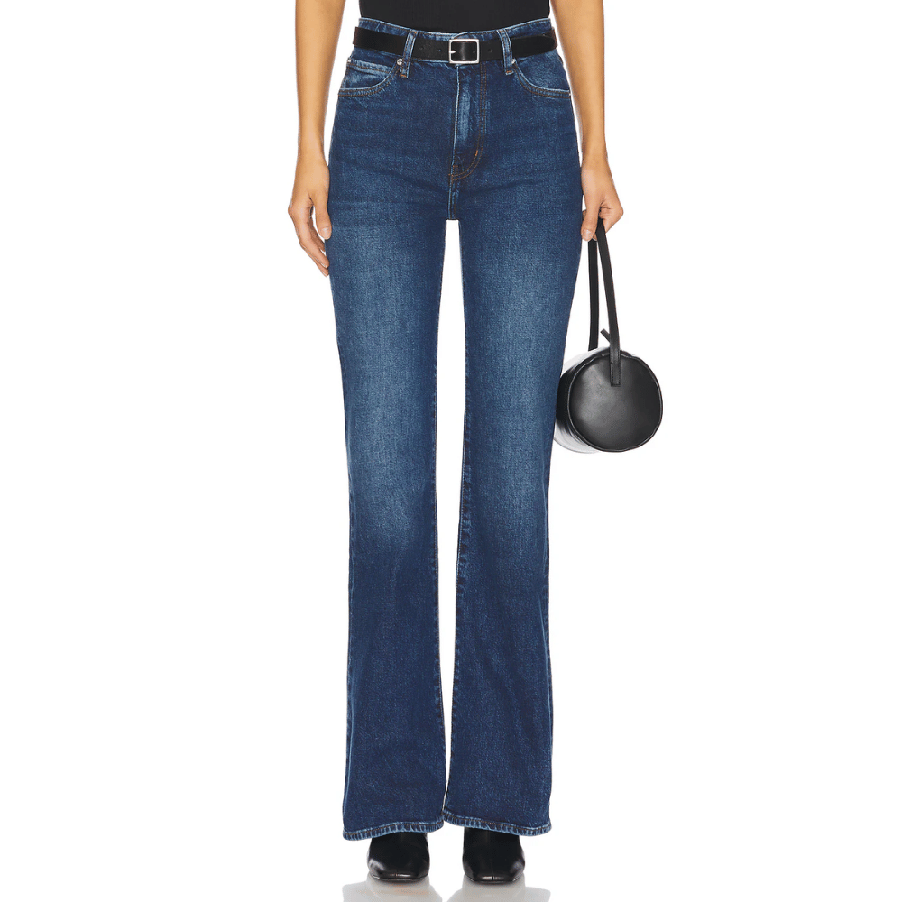 FRAME The Arrow High-Rise Straight Jeans in Rival Blue FRAME DENIM Designer fashion shop online and in store High End fashion boutique Sydney Australia Riada Concept