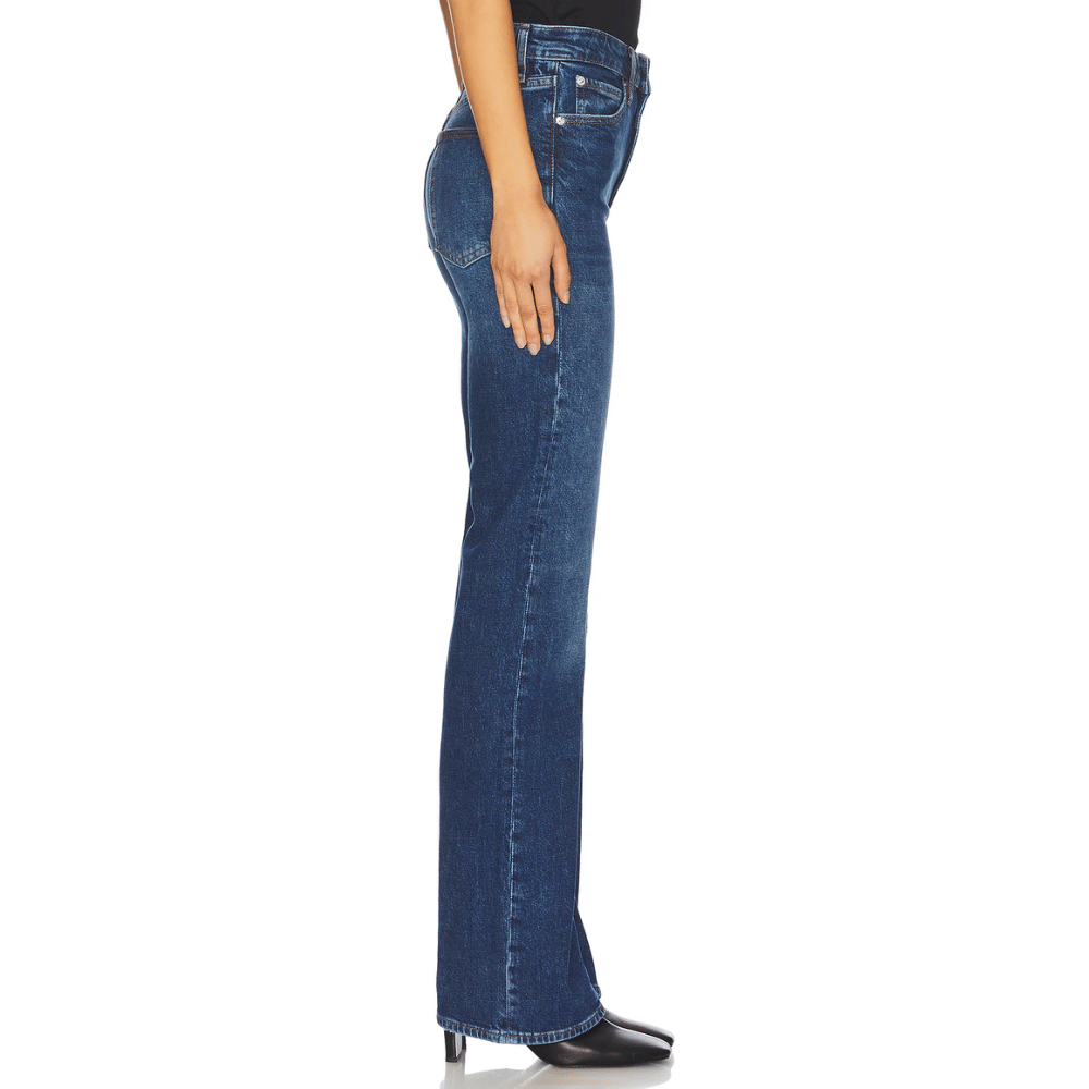 FRAME The Arrow High-Rise Straight Jeans in Rival Blue FRAME DENIM Designer fashion shop online and in store High End fashion boutique Sydney Australia Riada Concept