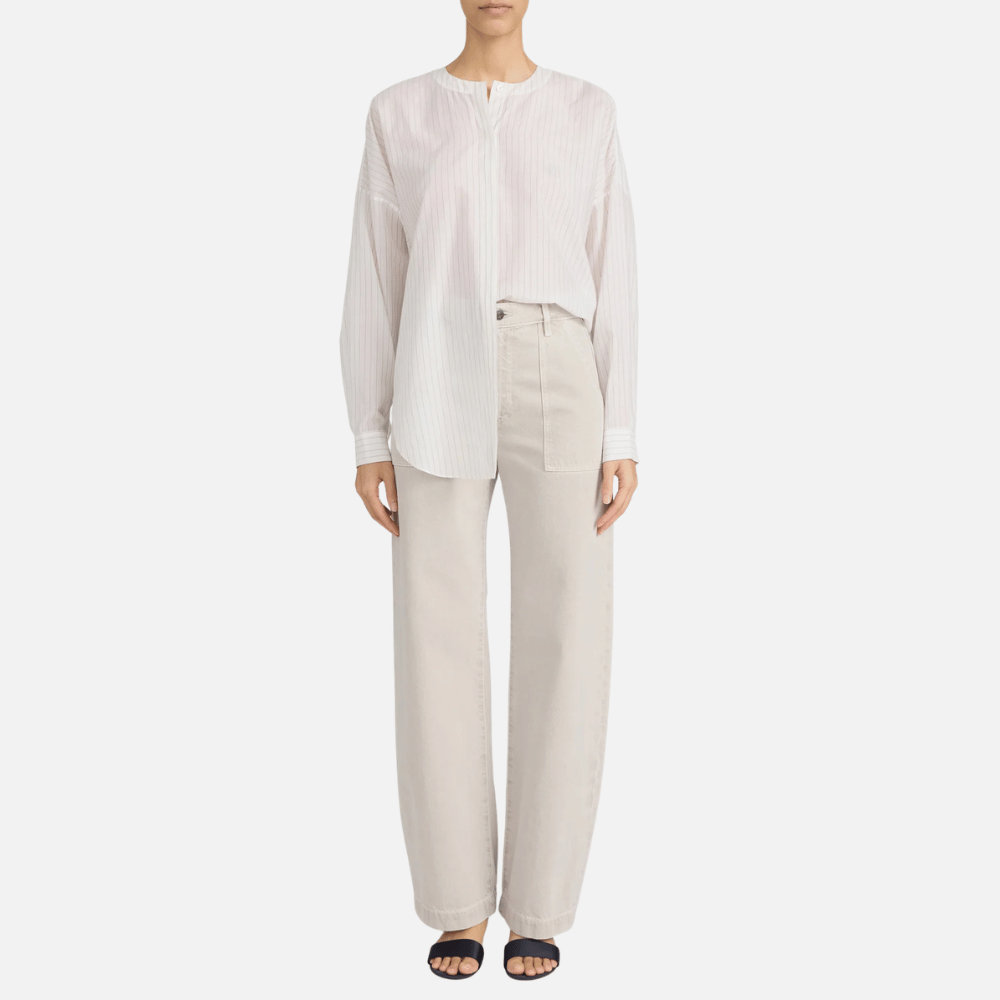 FRAME Bow Cargo High-Rise Barrel Jeans in Flax FRAME designer denim at Riada Concept luxury fashion boutique Woollahra Sydney Australia