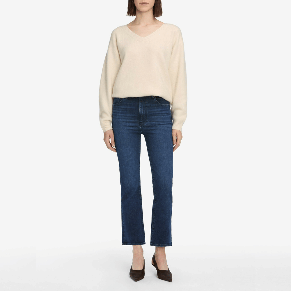 FRAME The Reboot Crop High Rise Bootcut Jeans in Trick FRAME DENIM Designer fashion shop online and in store High End fashion boutique Sydney Australia Riada Concept