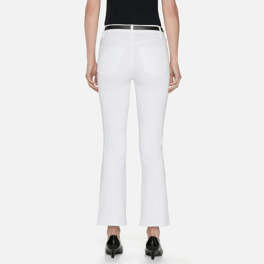 FRAME The Reboot Crop High Rise Bootcut Jeans in White FRAME DENIM Designer fashion shop online and in store High End fashion boutique Sydney Australia Riada Concept