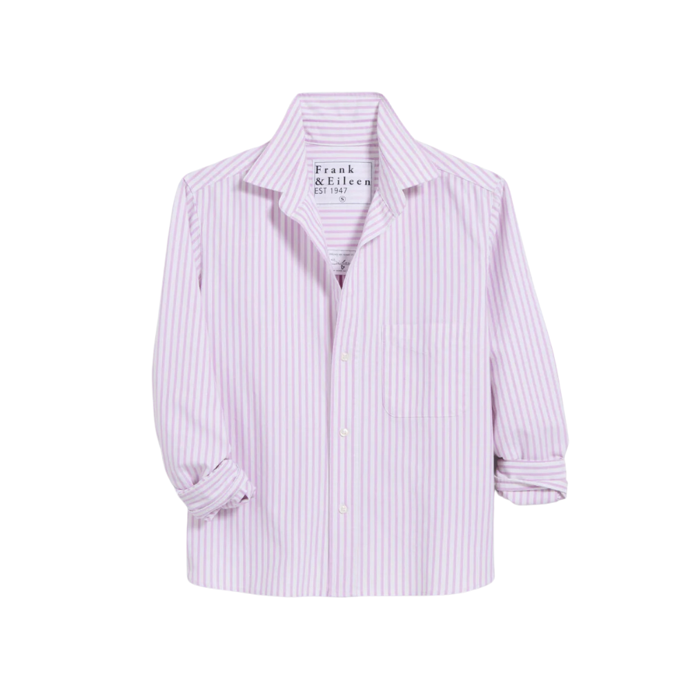 Silvio Untuckable Button-Up Shirt in Wild Purple Stripe Shop Frank & Eileen online in Australia at Riada Concept – official stockist of Frank & Eileen shirts, dresses, and linen pants. Discover timeless, premium women's fashion with fast shipping from Sydney.