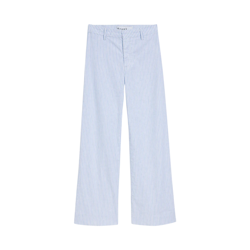 Wexford Wide Leg Linen Pant in Blue and White Stripe