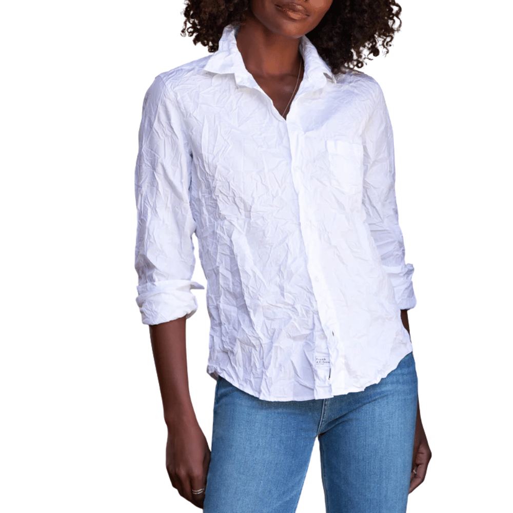Frank & Eileen Barry Tailored Button-Up Crinkle Shirt in White Shop Frank & Eileen online in Australia at Riada Concept – official stockist of Frank & Eileen shirts, dresses, and linen pants. Discover timeless, premium women's fashion with fast shipping from Sydney.