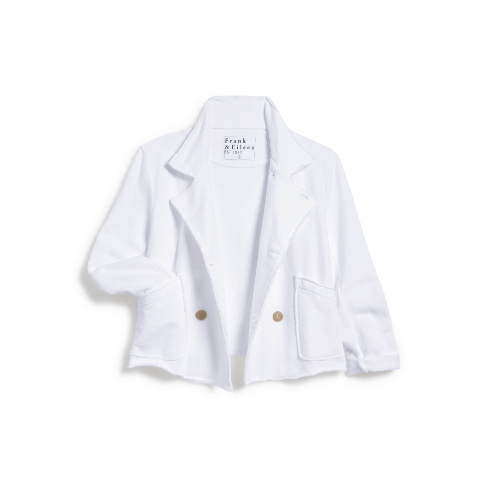 Frank & Eileen Mini Belfast Cropped Sweatshirt Peacoat Jacket in White - International designer fashion boutique Australia Riada Concept Woollahra