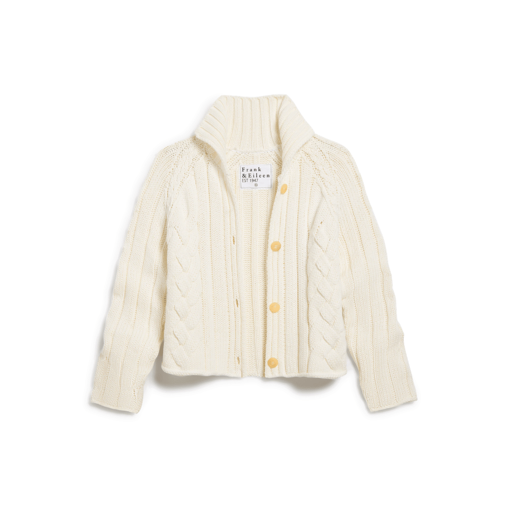 Frank & Eileen Mini Cotswolds Cropped Cable Knit Cardigan in Ivory – International designer fashion boutique Australia Riada Concept Woollahra