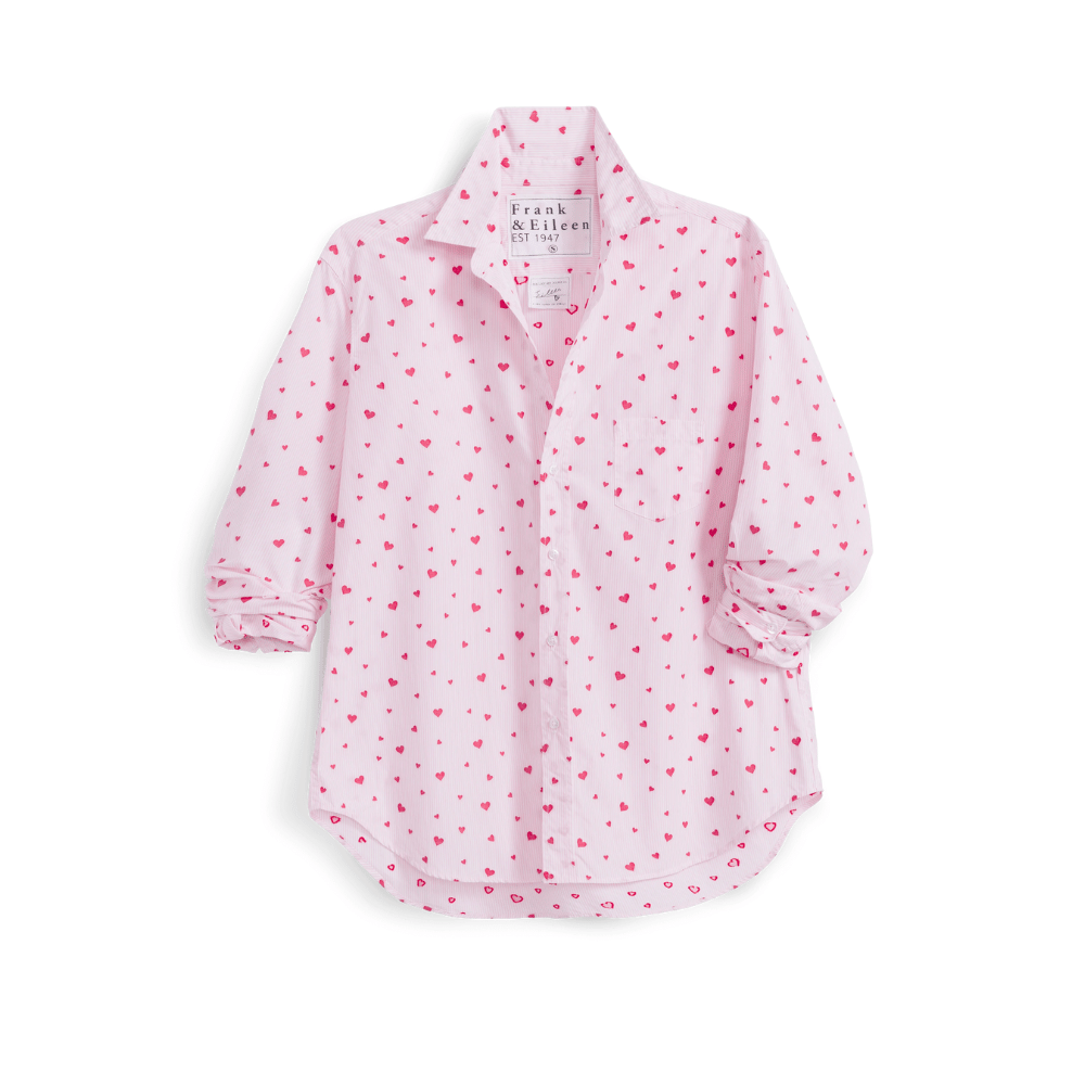 Frank & Eileen Relaxed Button-Up Eileen Shirt in Pink Stripe with Hearts -International designer fashion boutique Australia Riada Concept Woollahra