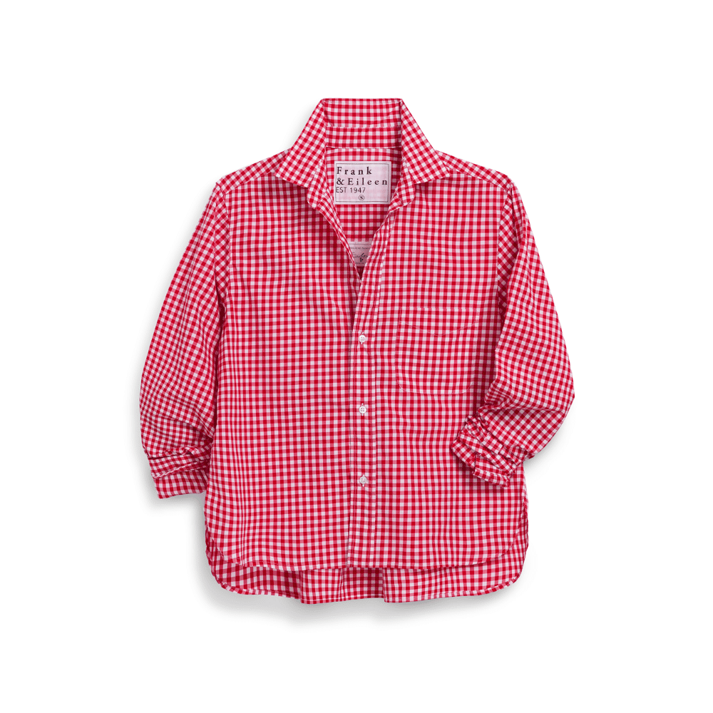 Frank & Eileen Silvio Untuckable Button-Up Shirt in Red Gingham – International designer fashion boutique Australia Riada Concept Woollahra