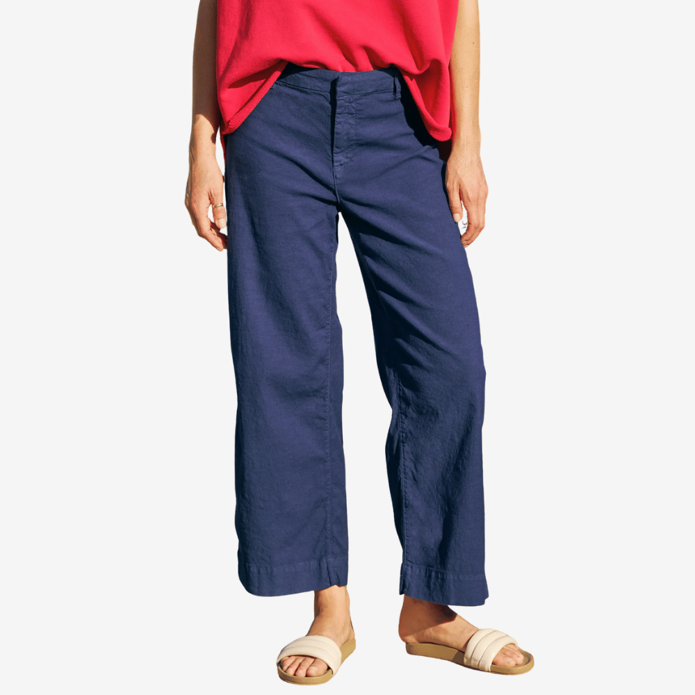 Frank & Eileen Wexford Wide Leg Linen Pant in Summer Navy – International designer fashion boutique Australia Riada Concept Woollahra