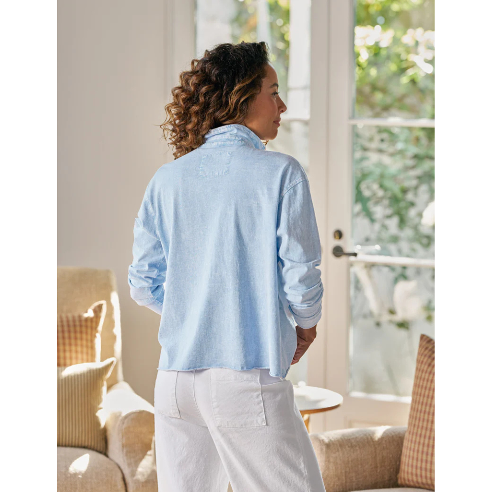 Patrick Popover Henley in Heritage Jersey Mineral Blue