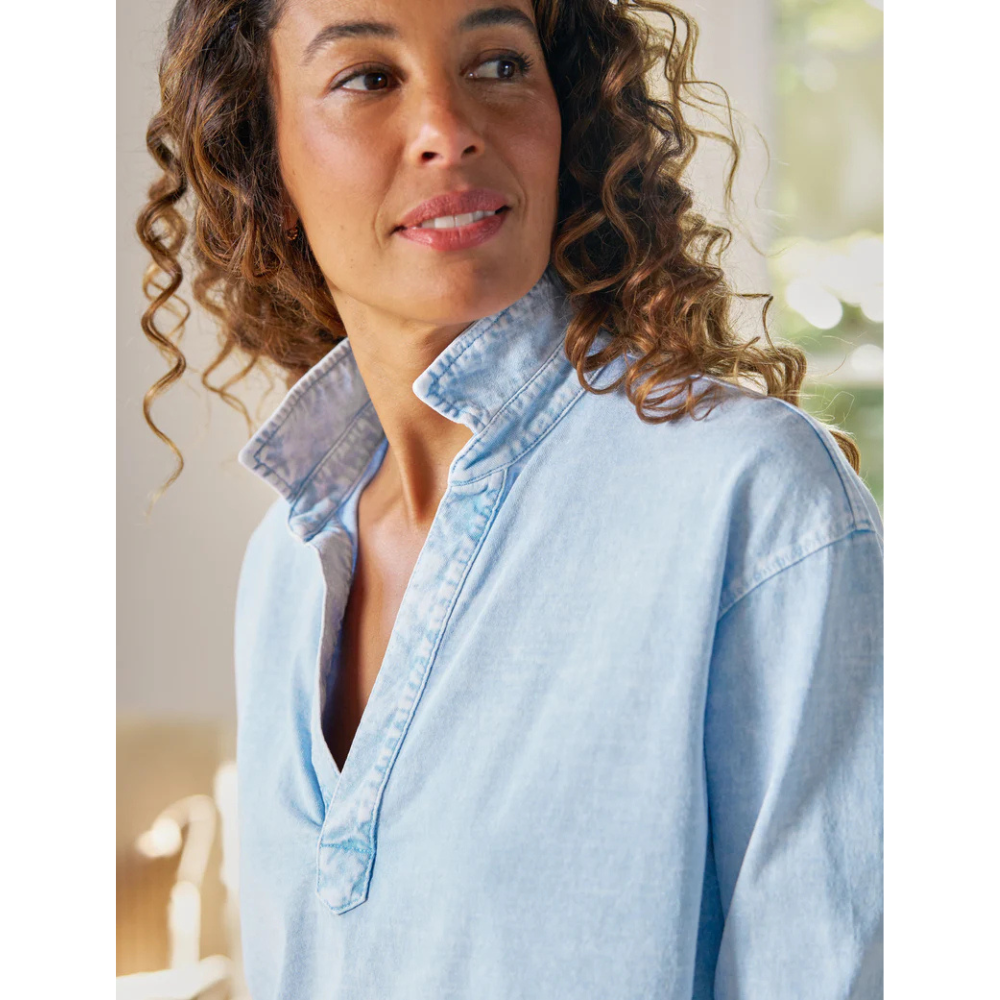 Patrick Popover Henley in Heritage Jersey Mineral Blue