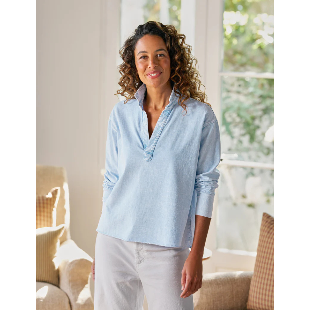 Patrick Popover Henley in Heritage Jersey Mineral Blue