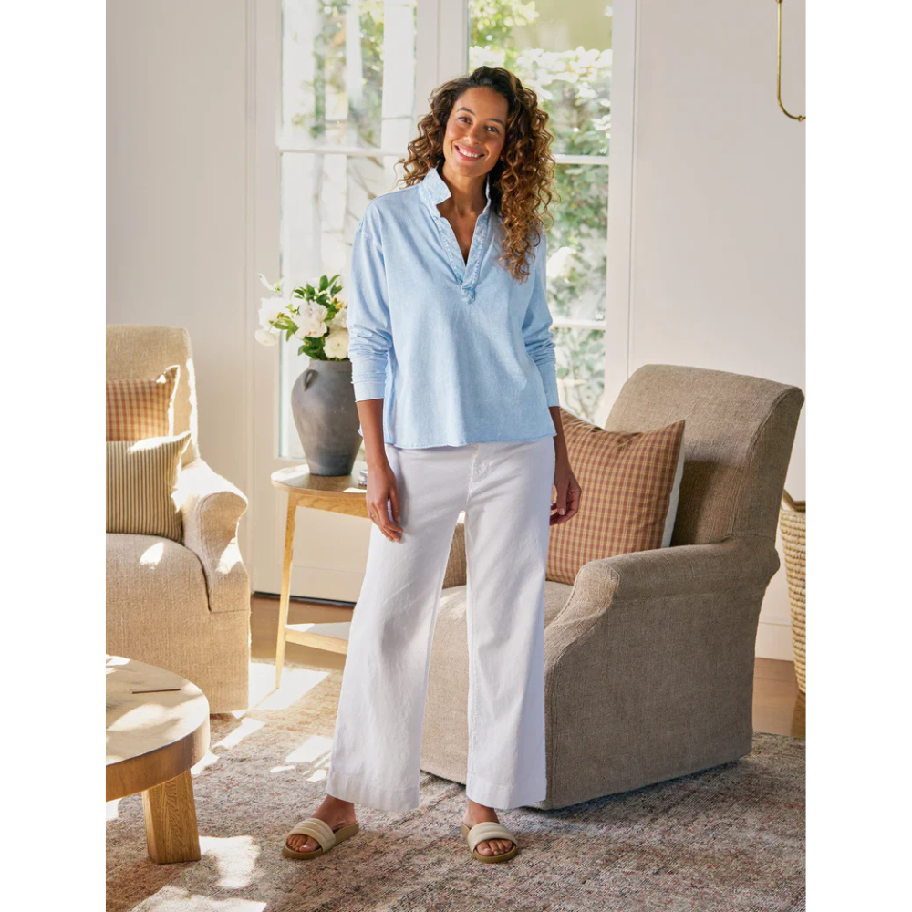 Patrick Popover Henley in Heritage Jersey Mineral Blue