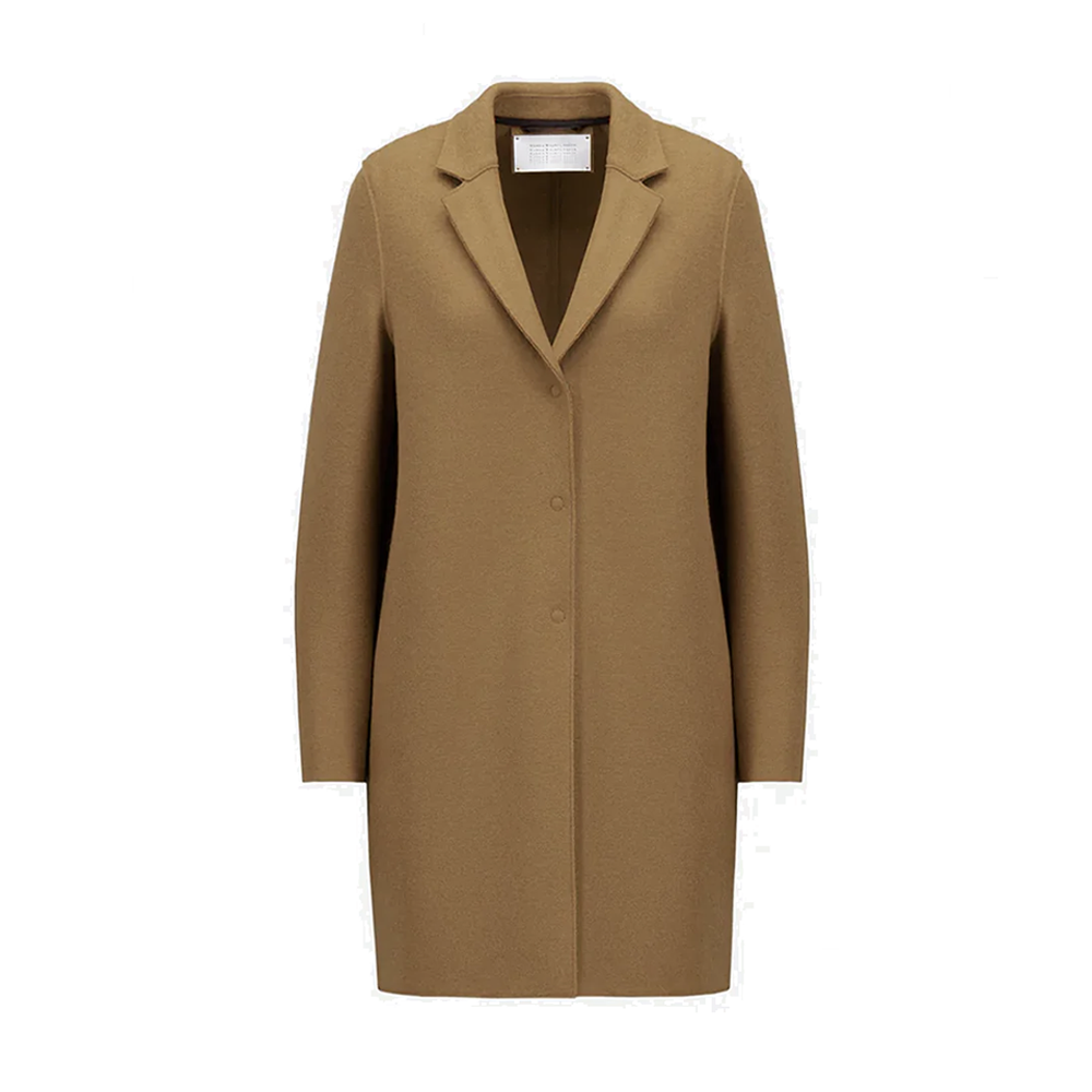 Cocoon coat light pressed wool in toffee