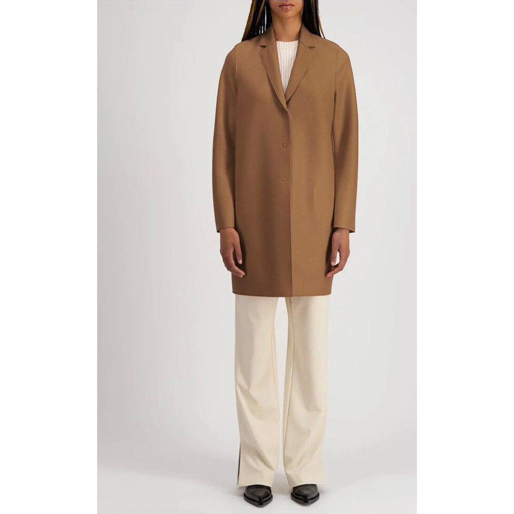 Cocoon coat light pressed wool in toffee