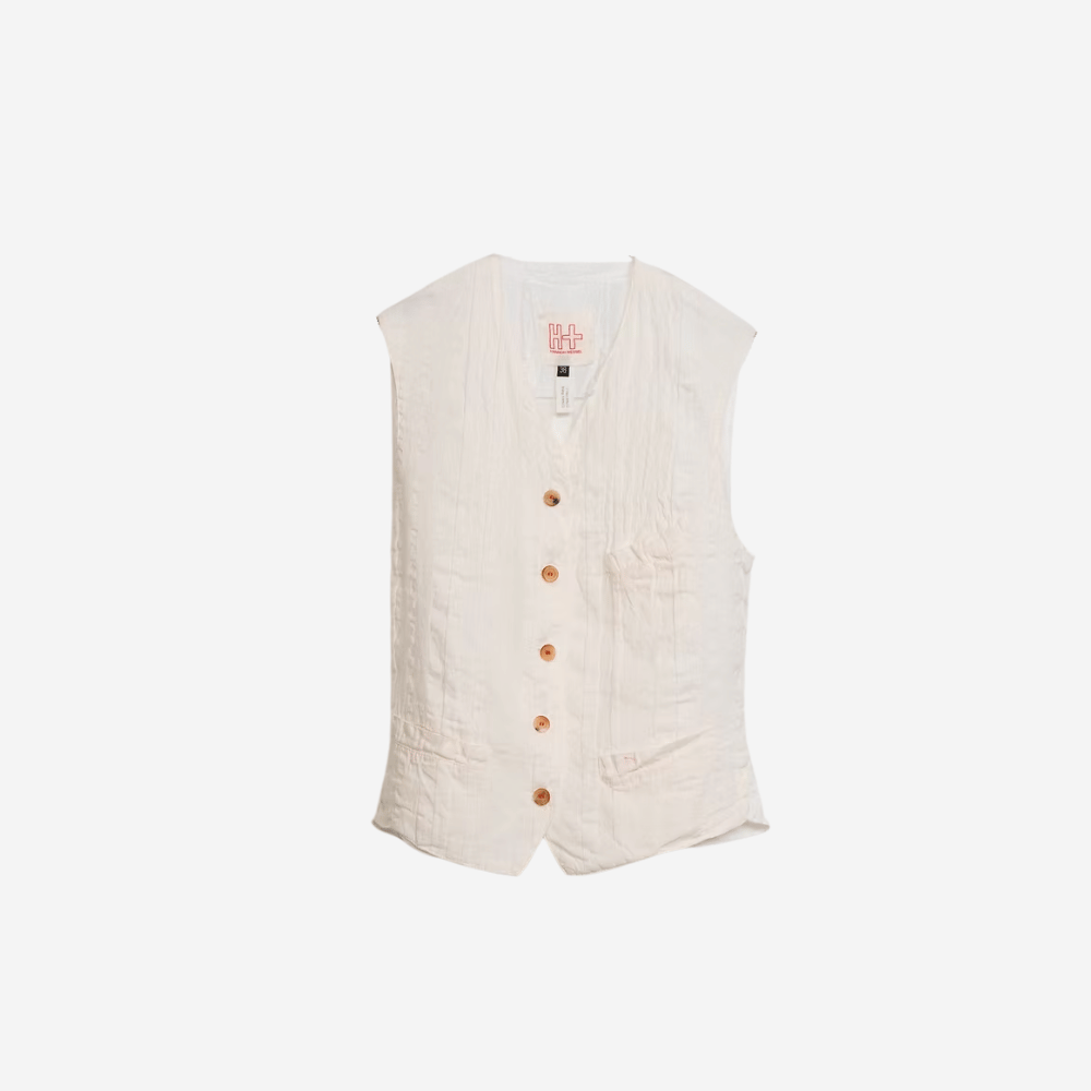 H+ Hannoh Wessel Gertrud Gilet Vest in Natural Beige – International designer fashion boutique Australia Riada Concept Woollahra
