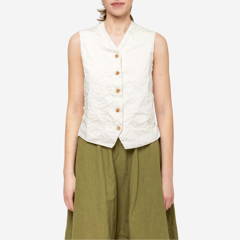 H+ Hannoh Wessel Gertrud Gilet Vest in Natural Beige – International designer fashion boutique Australia Riada Concept Woollahra