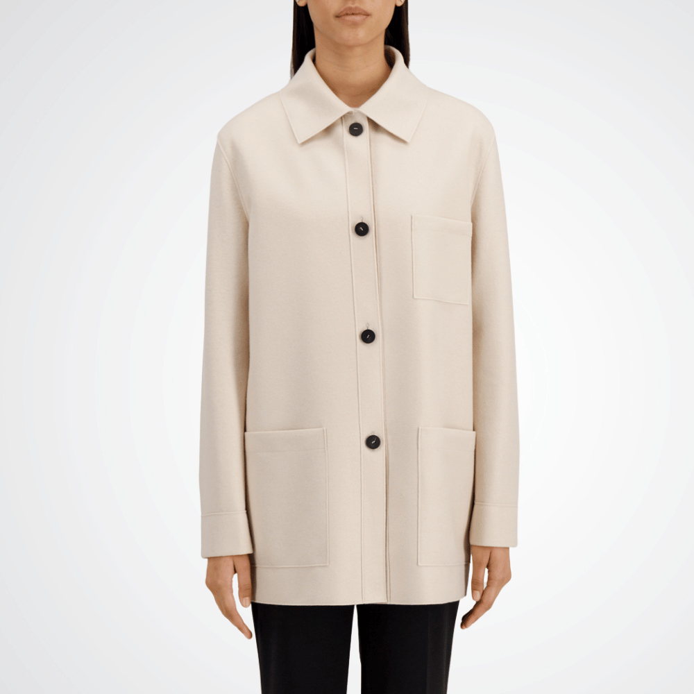 Harris Wharf London Chore Jacket in Cream Light Pressed Wool AH2374MLX HARRIS WHARF LONDON Designer fashion shop online and in store High End fashion boutique Sydney Australia Riada Concept