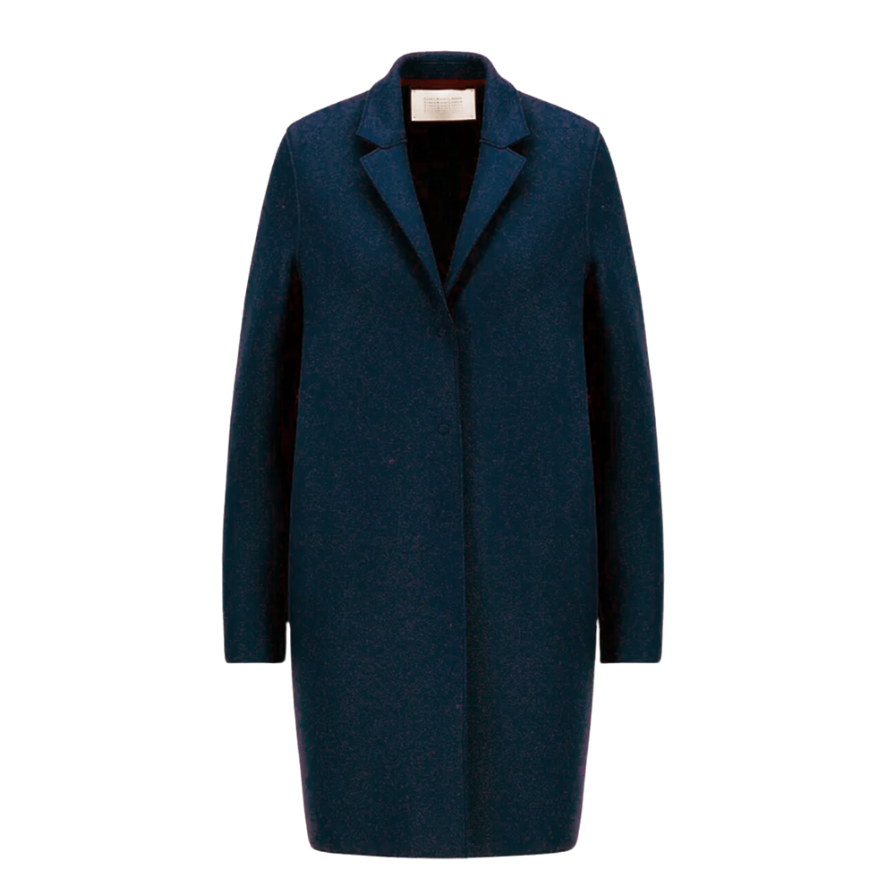 Cocoon coat light pressed wool in french navy blue