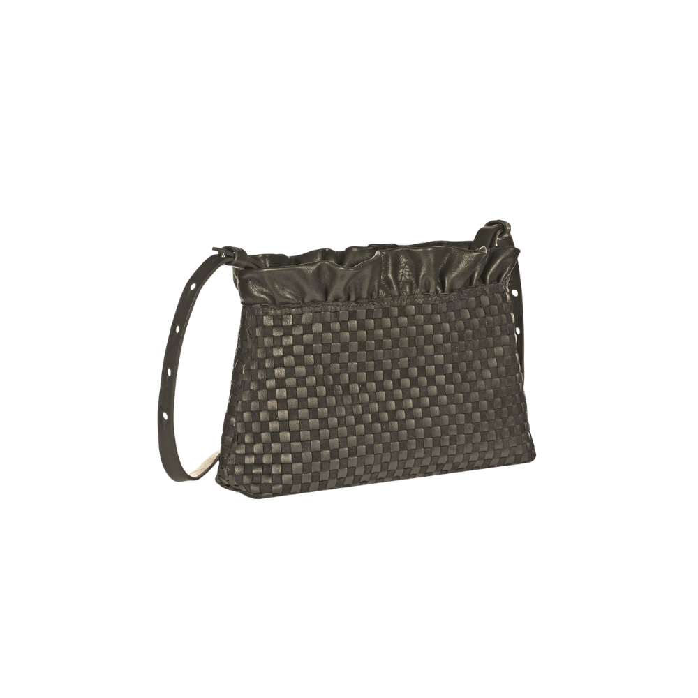 Henry Beguelin Arricciato Woven Leather Zip Clutch Crossbody Bag in dark brown BD6018 HENRY BEGUELIN Designer fashion handbags shop online and in store High End fashion boutique Sydney Australia Riada Concept