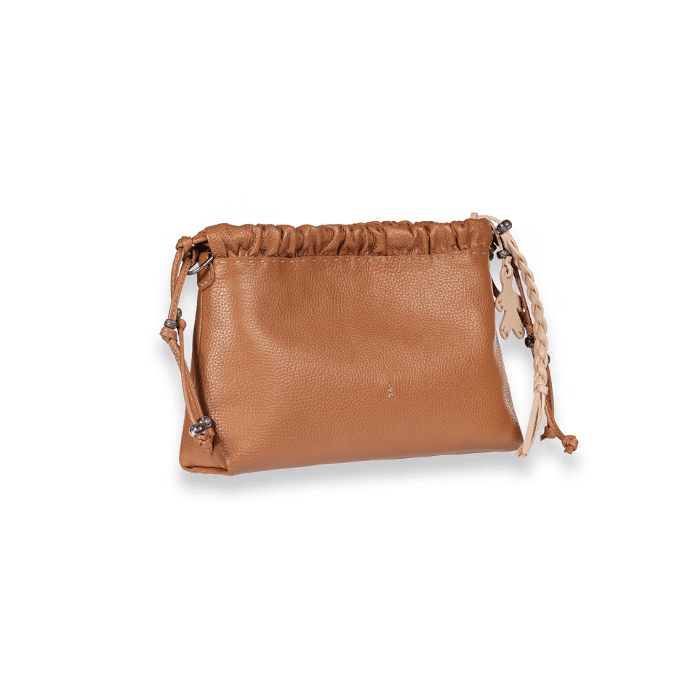 Henry Beguelin Arricciato Calfskin Leather Clutch Crossbody Bag in Cuoio HENRY BEGUELIN Designer fashion handbags shop online and in store High End fashion boutique Sydney Australia Riada Concept