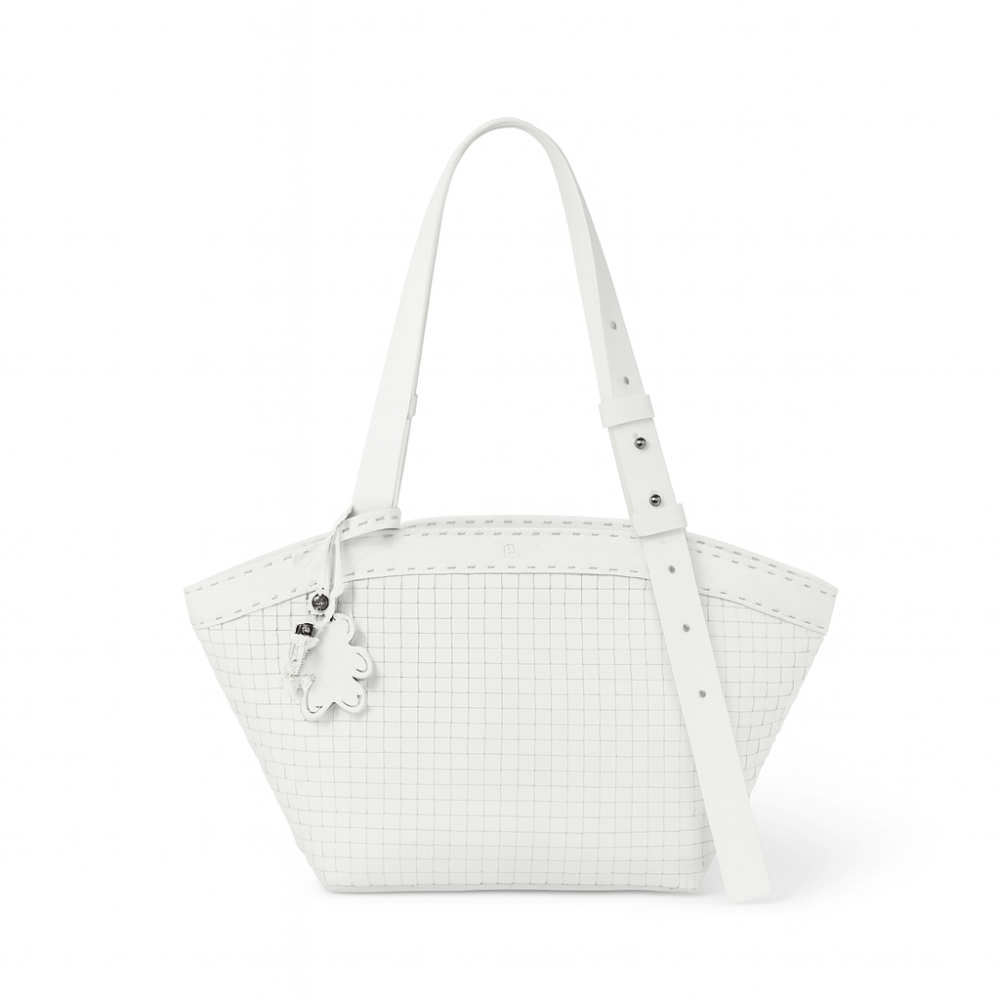 Henry Beguelin Jar Bag Medium Intreccio Dama Laminato in White HENRY BEGUELIN Designer fashion handbags shop online and in store High End fashion boutique Sydney Australia Riada Concept