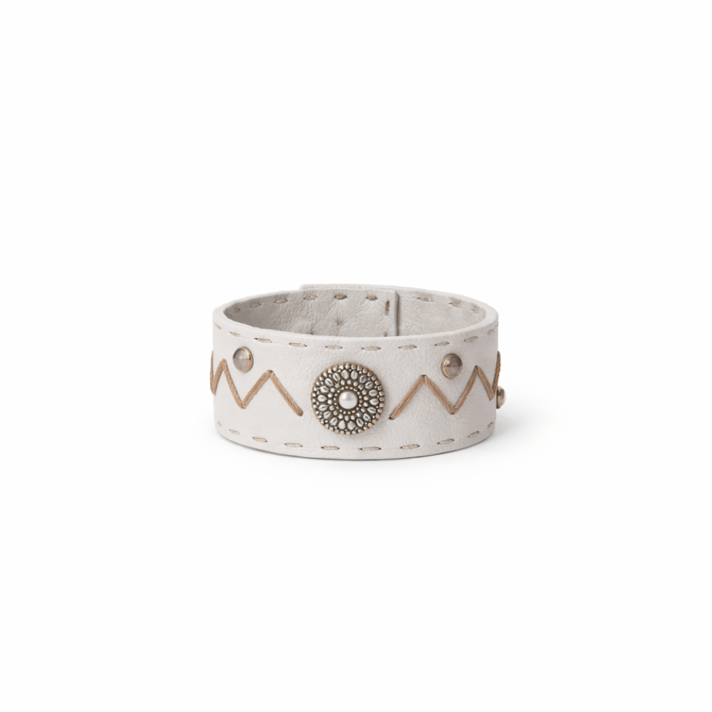 Henry Beguelin Leather Stud Detail Omino Bracelet in Gesso – International designer fashion boutique Australia Riada Concept Woollahra