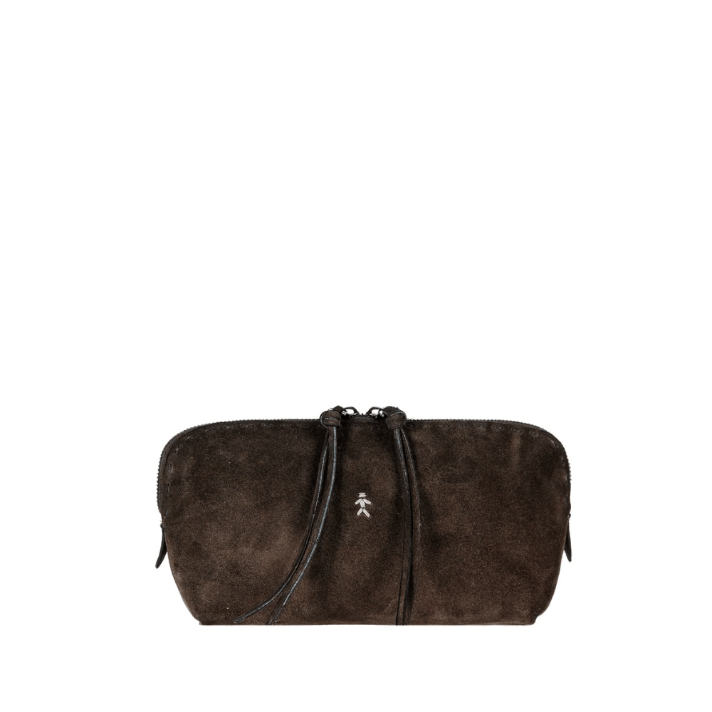 Henry Beguelin Small Crossbody Imbuttino Suede Bag in T.Moro HENRY BEGUELIN Designer fashion handbags shop online and in store High End fashion boutique Sydney Australia Riada Concept Henry Beguelin Imbuttino Bag Camoscio in Dark brown BD6009