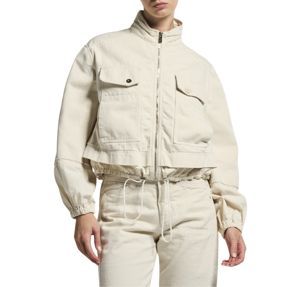 HIGH Adventurous Denim Bomber Jacket in Beige Angora HIGH OFFICIAL Designer fashion shop online and in store High End fashion boutique Sydney Australia Riada Concept