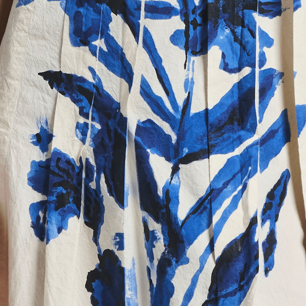 HIGH Cheerful Pleated Floral Print Midi Dress in Ecru HIGH OFFICIAL Designer fashion shop online and in store High End fashion boutique Sydney Australia Riada Concept