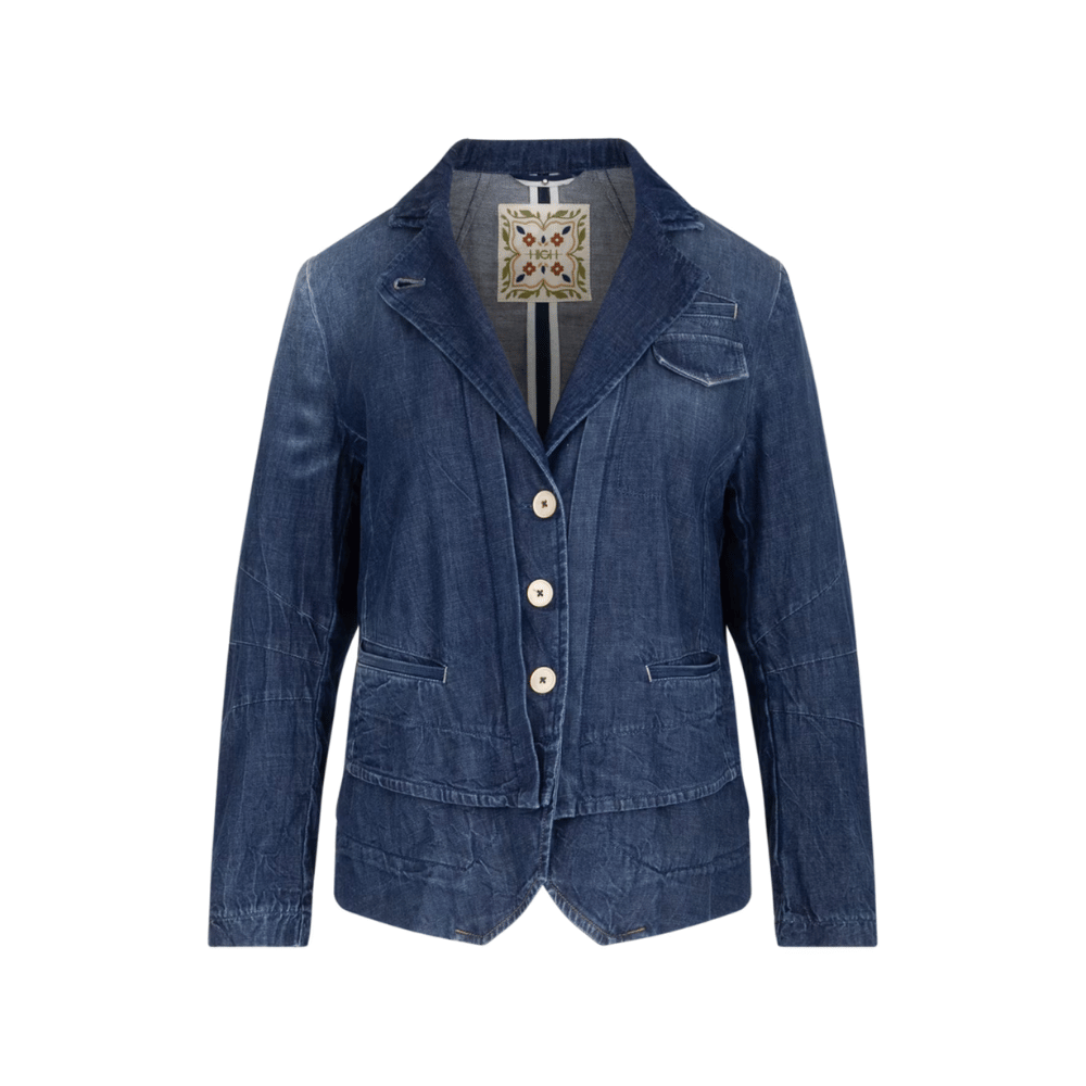 HIGH Exceed Deconstructed Denim Jacket in Indigo HIGH OFFICIAL Designer fashion shop online and in store High End fashion boutique Sydney Australia Riada Concept