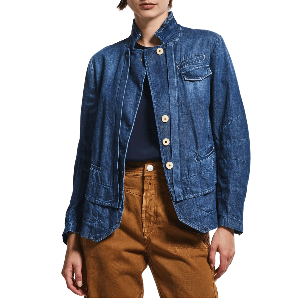 HIGH Exceed Deconstructed Denim Jacket in Indigo HIGH OFFICIAL Designer fashion shop online and in store High End fashion boutique Sydney Australia Riada Concept