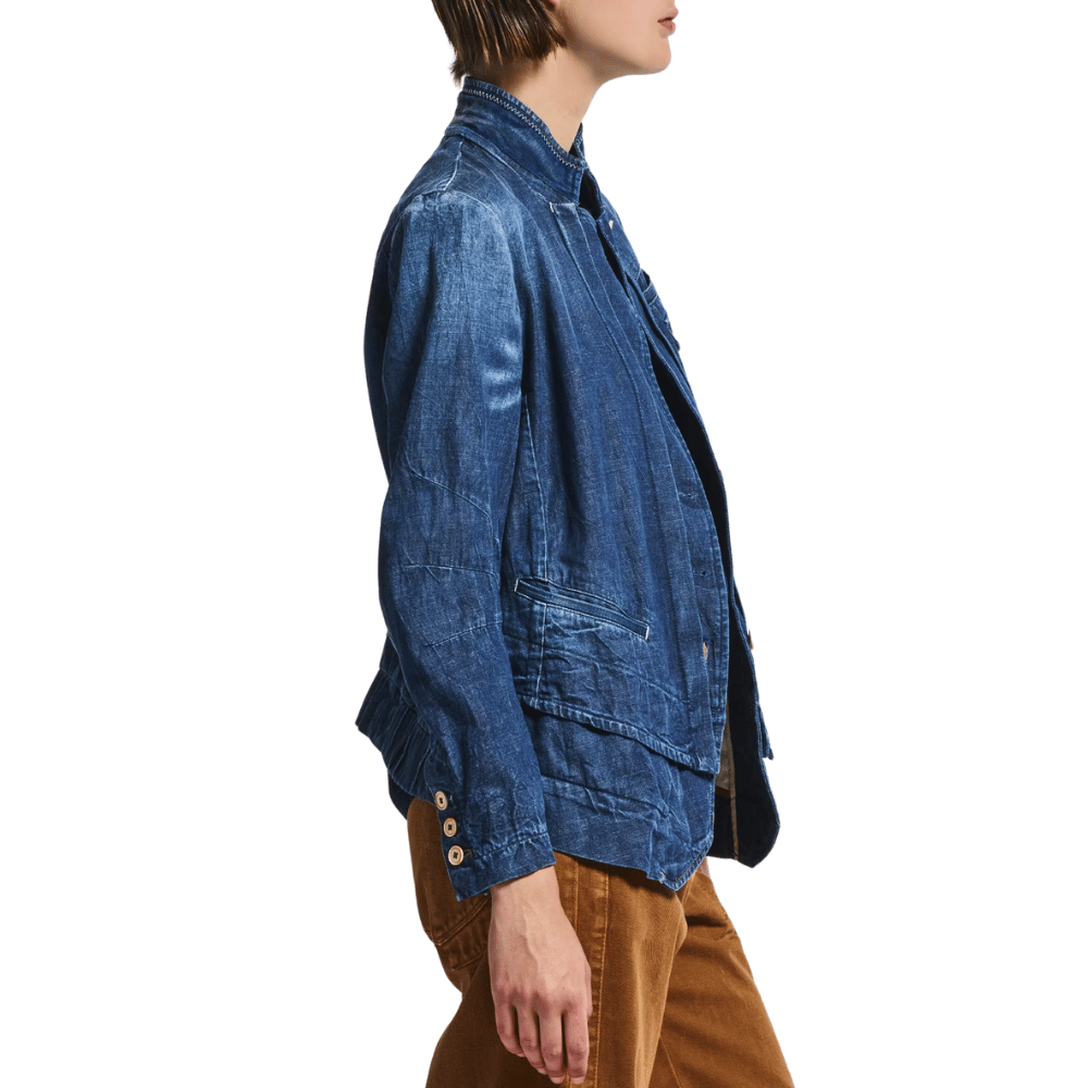 HIGH Exceed Deconstructed Denim Jacket in Indigo HIGH OFFICIAL Designer fashion shop online and in store High End fashion boutique Sydney Australia Riada Concept