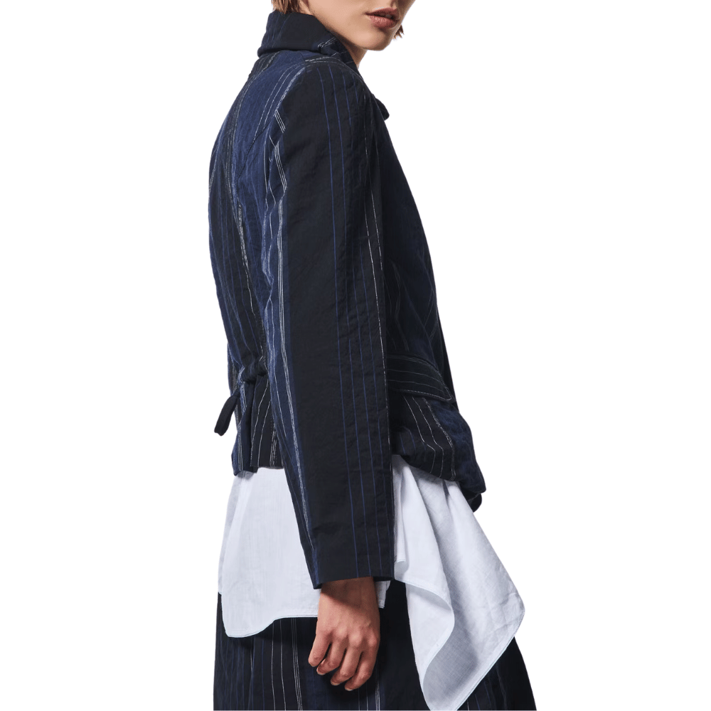 HIGH Hearsay Pinstriped Cotton Jacket in Indigo HIGH OFFICIAL Designer fashion shop online and in store High End fashion boutique Sydney Australia Riada Concept