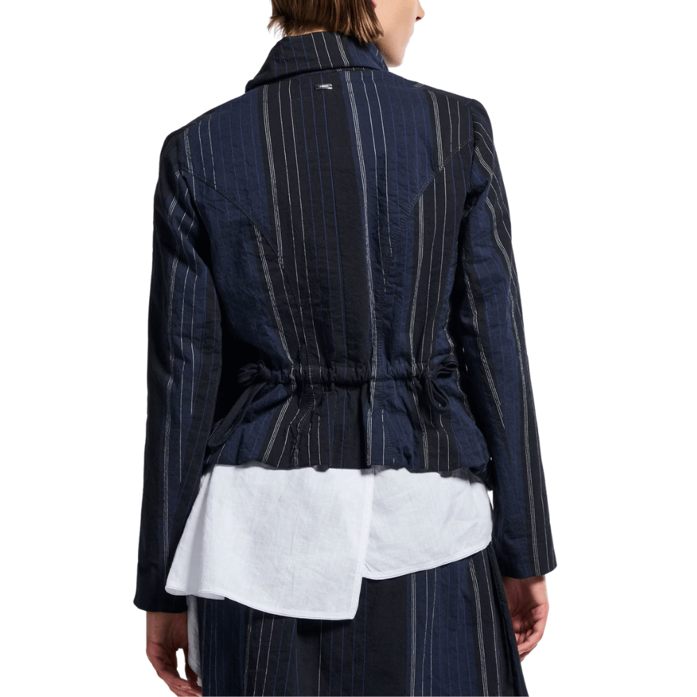 HIGH Hearsay Pinstriped Cotton Jacket in Indigo HIGH OFFICIAL Designer fashion shop online and in store High End fashion boutique Sydney Australia Riada Concept
